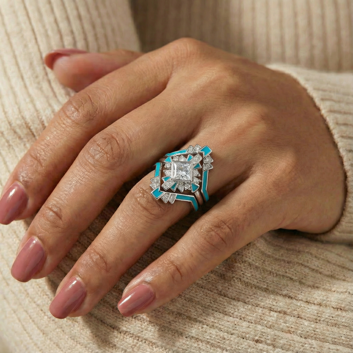 Moissanite Eclipse Architect Ring Set