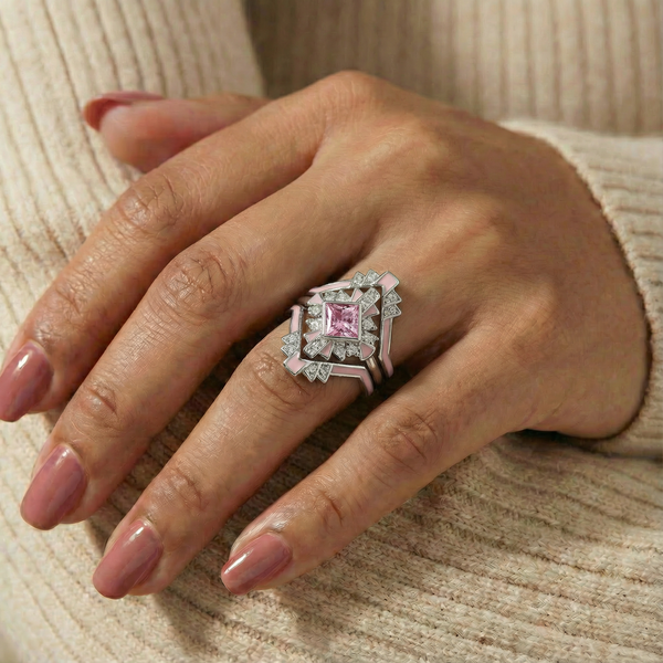 Rose Quartz Eclipse Architect Ring Set