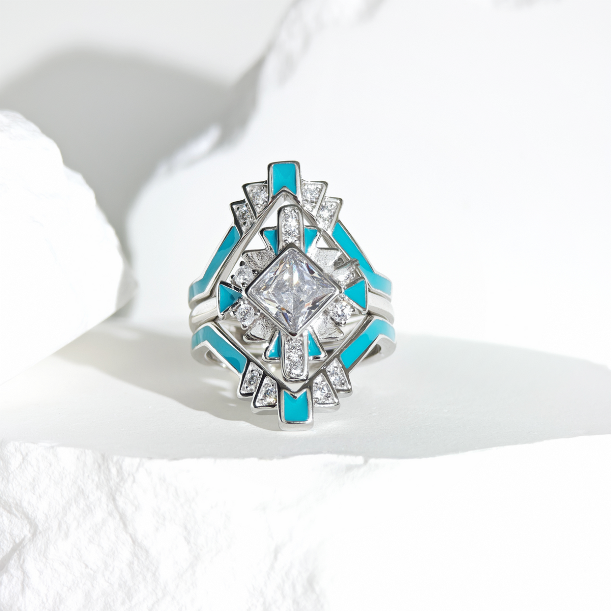 Moissanite Eclipse Architect Ring Set