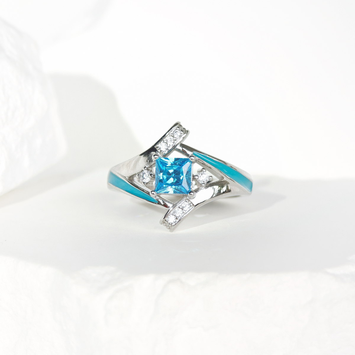 Aquamarine Milky Way Kiss Ring