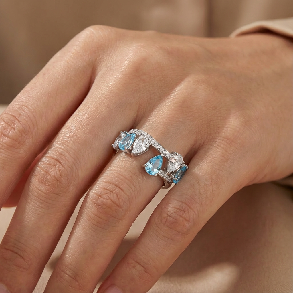 Aquamarine Ocean Prism Ring