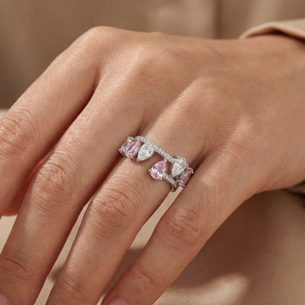 Rose Quartz Ocean Prism Ring