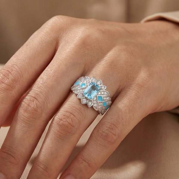 Aquamarine Celestia Bloom Ring