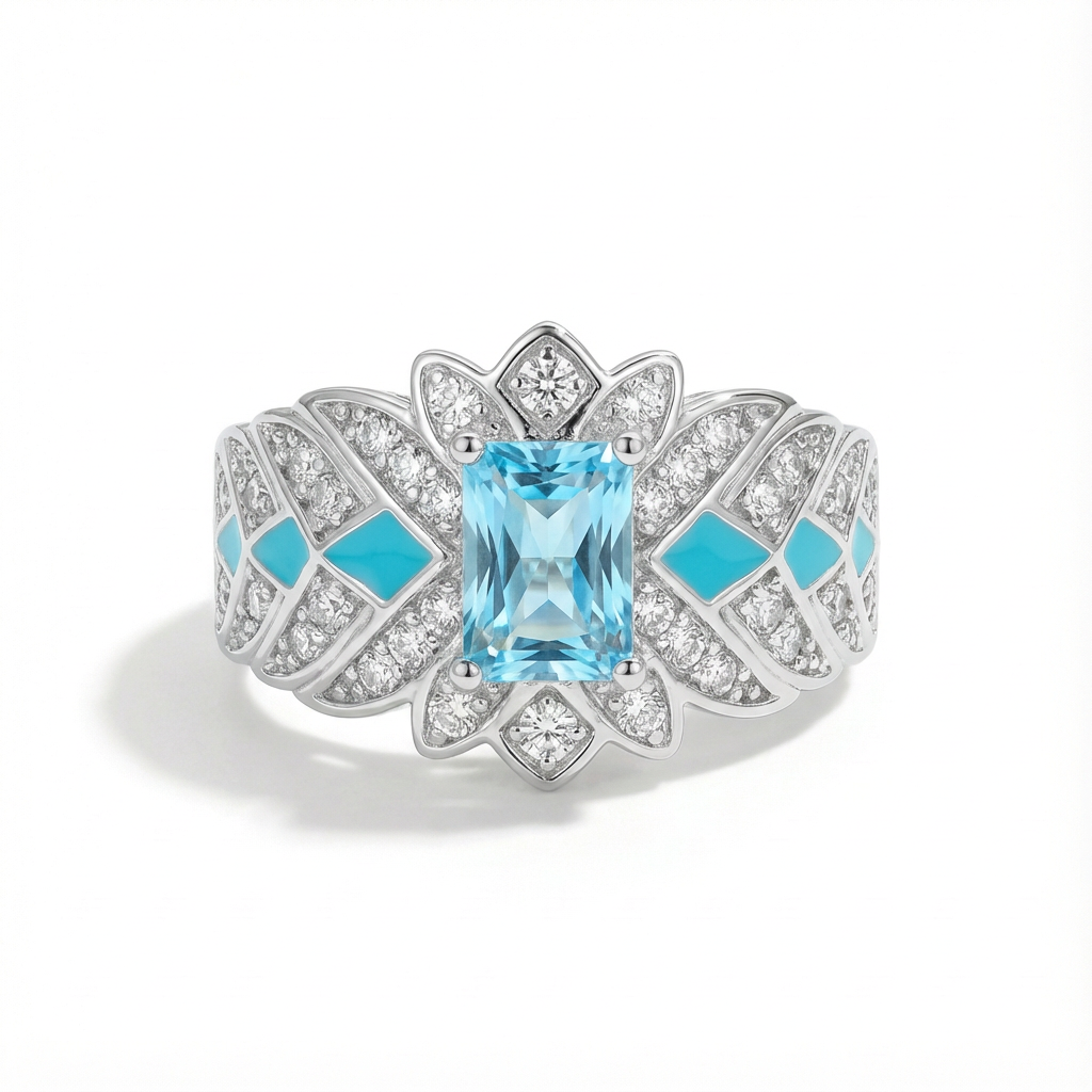Aquamarine Celestia Bloom Ring