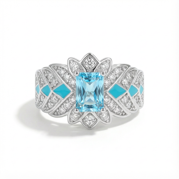 Aquamarine Celestia Bloom Ring
