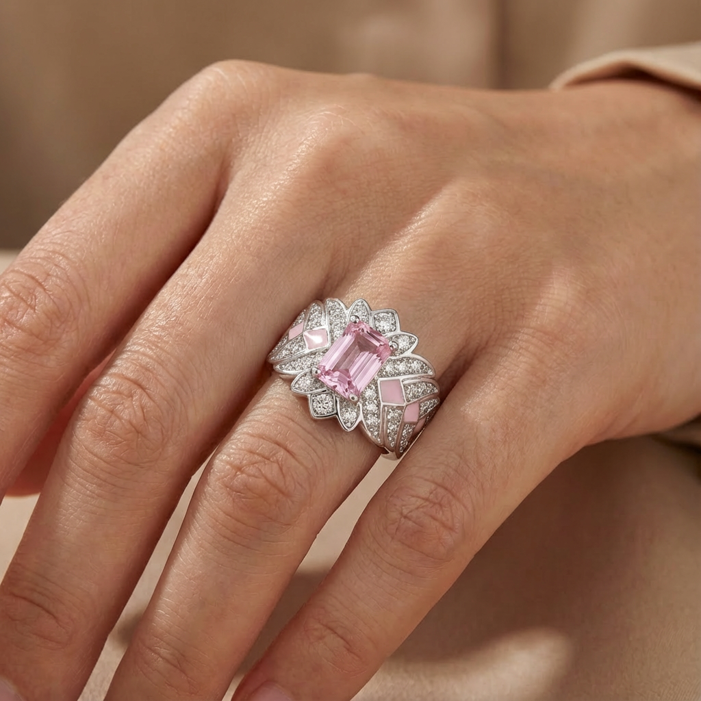 Rose Quartz Celestia Bloom Ring