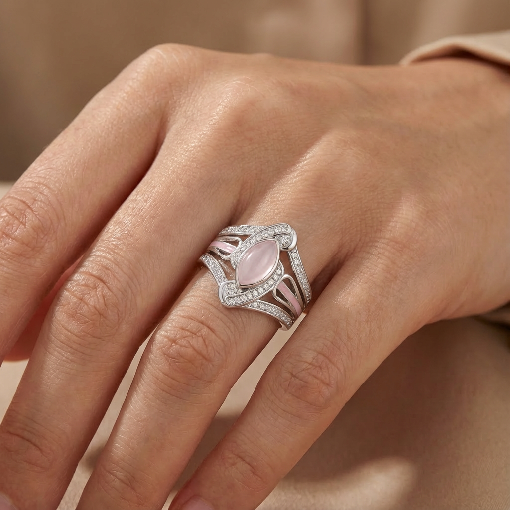 Rose Quartz Lunar Flow Ring
