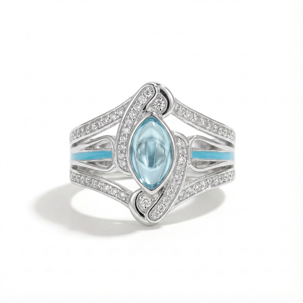 Aquamarine Lunar Flow Ring