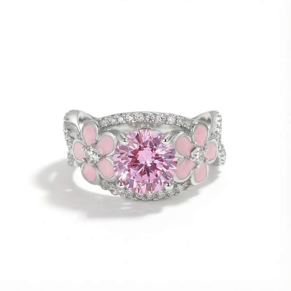 Rose Quartz Starlit Blossom Ring