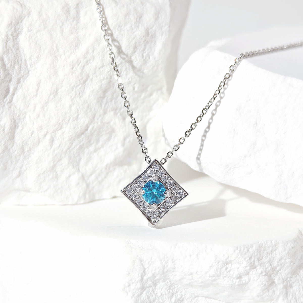 Aquamarine LumiSquare Necklace