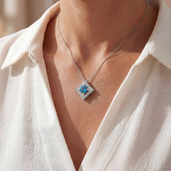 Aquamarine LumiSquare Necklace