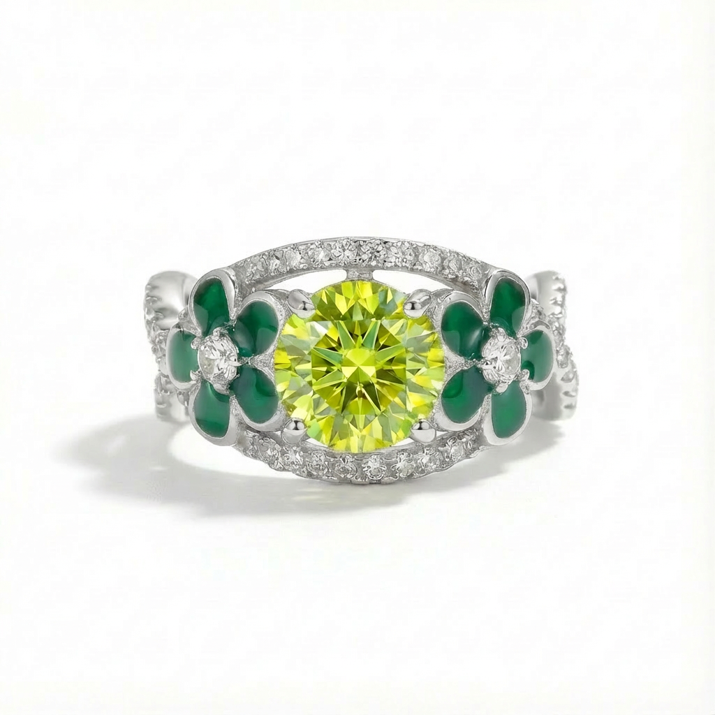 Peridot Starlit Blossom Ring