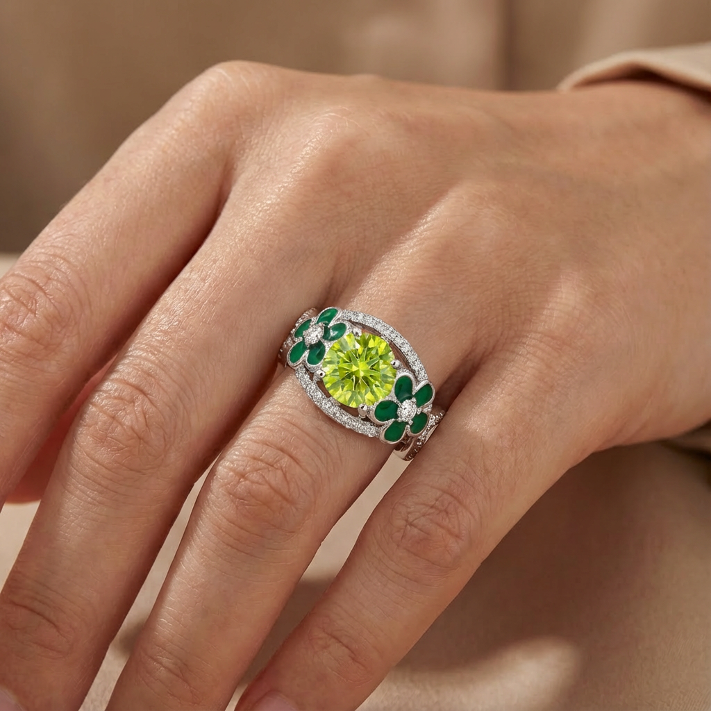Peridot Starlit Blossom Ring