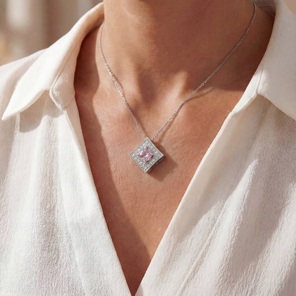 Rose Quartz LumiSquare Necklace