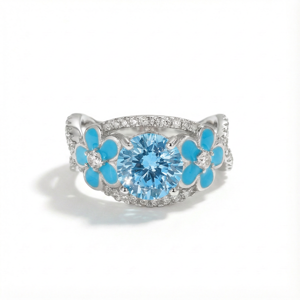 Aquamarine Starlit Blossom Ring