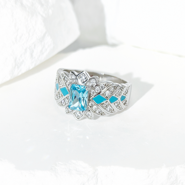 Aquamarine Celestia Bloom Ring