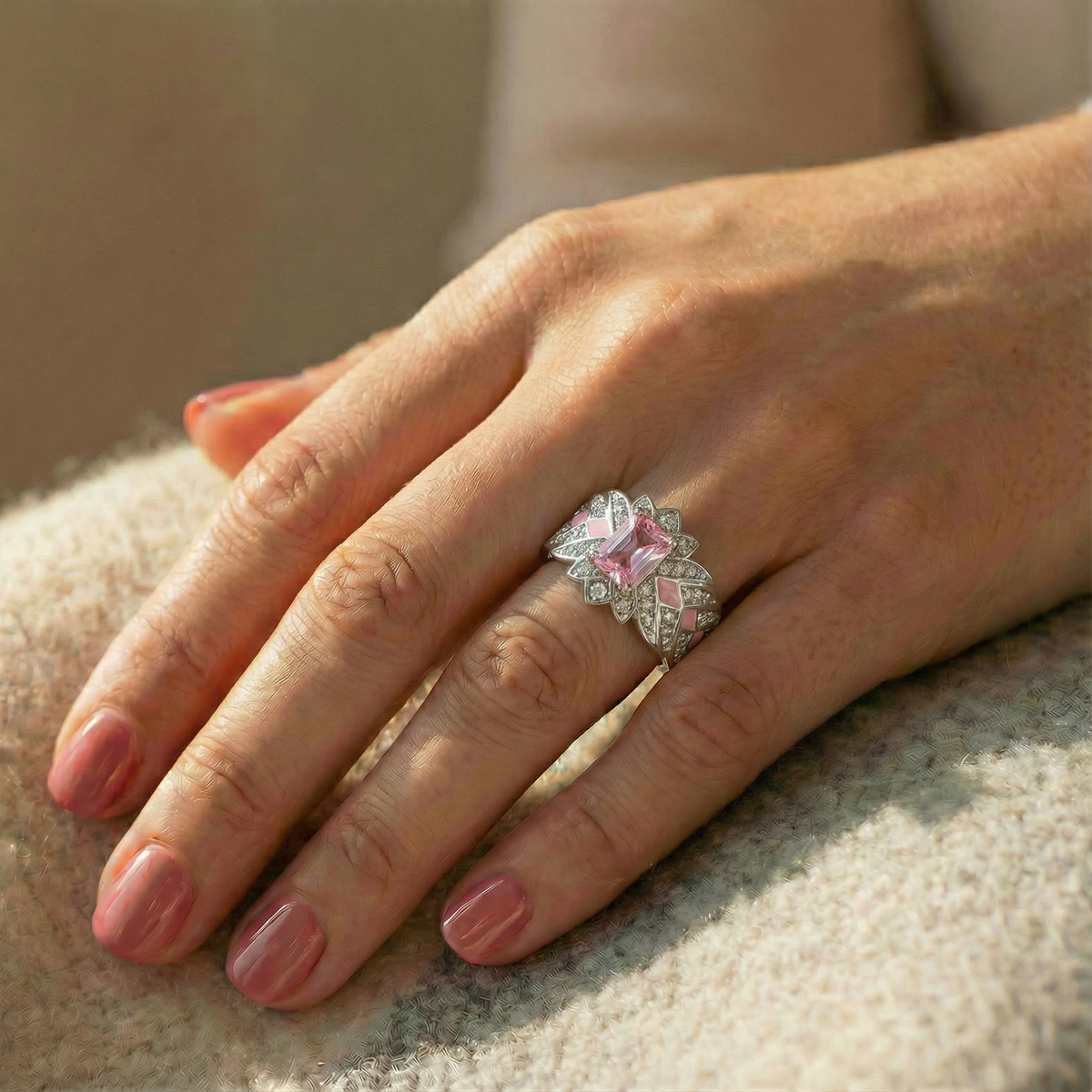 Rose Quartz Celestia Bloom Ring