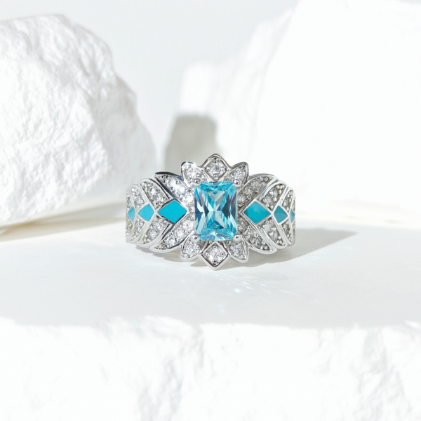 Aquamarine Celestia Bloom Ring