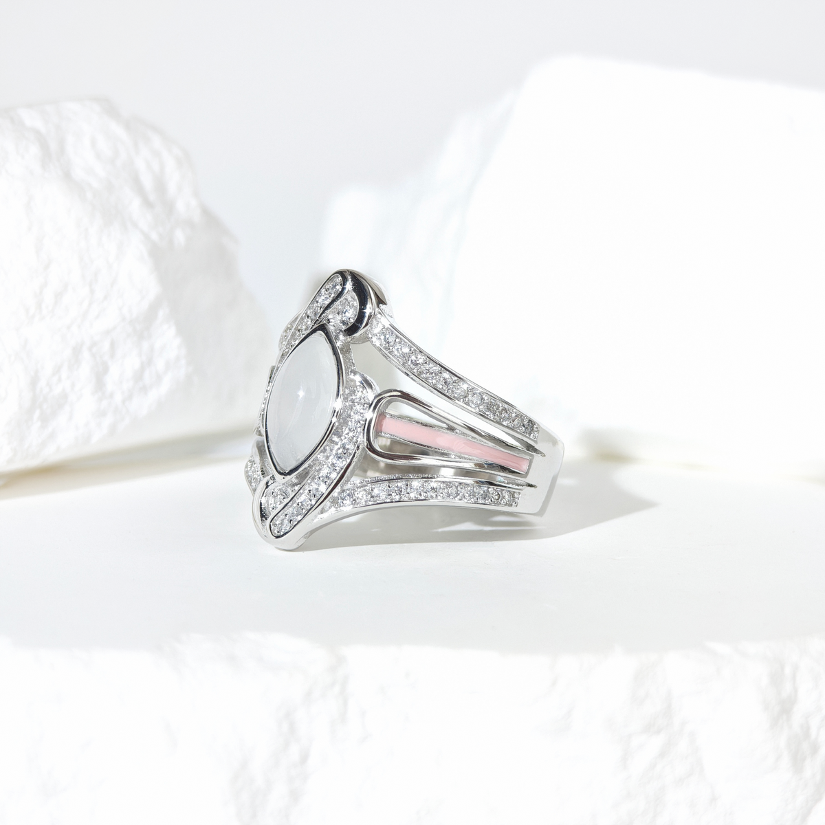 Moissanite Lunar Flow Ring