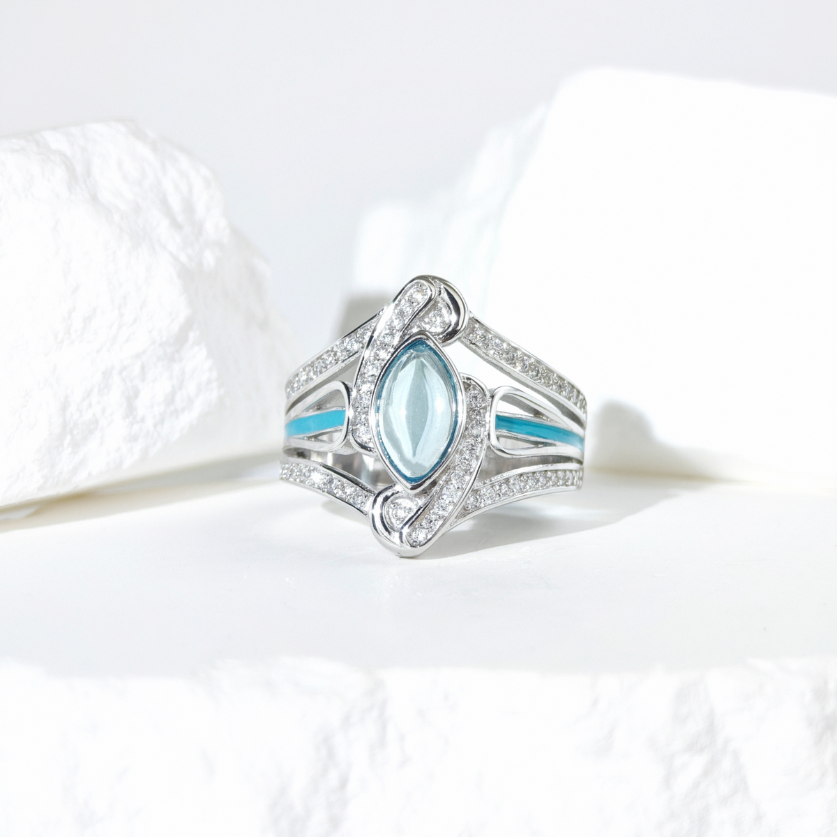 Aquamarine Lunar Flow Ring