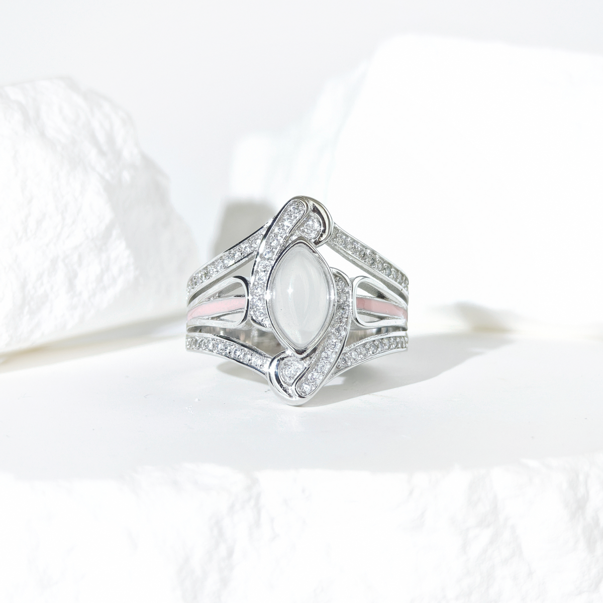 Moissanite Lunar Flow Ring