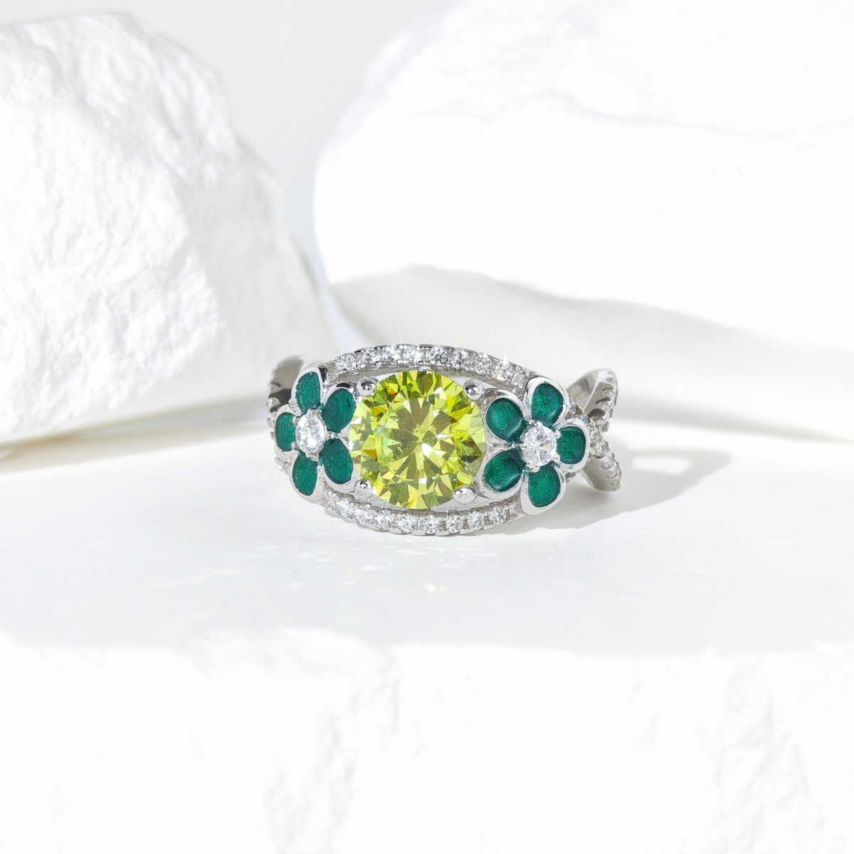 Peridot Starlit Blossom Ring