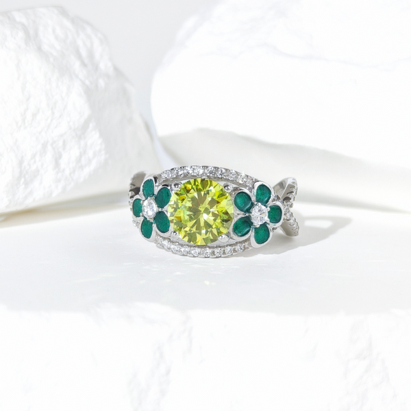 Peridot Starlit Blossom Ring