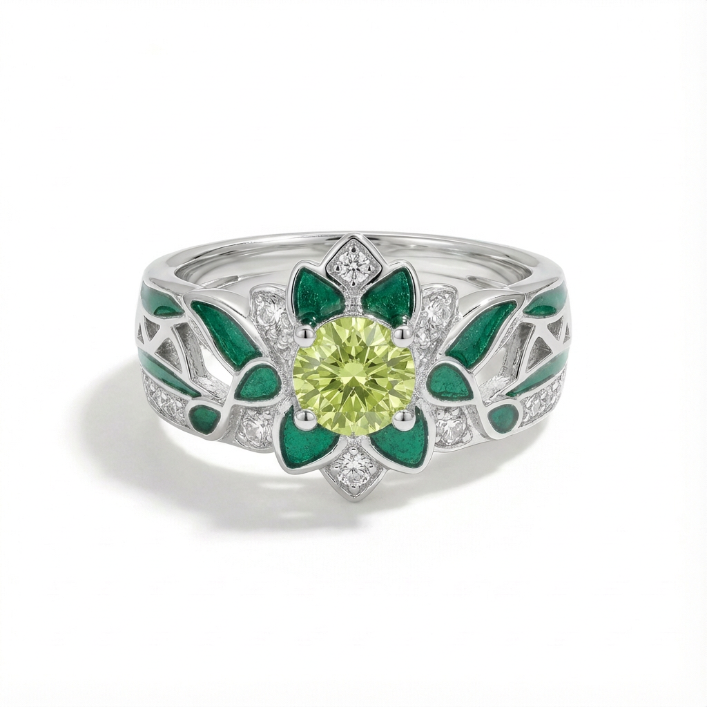 Peridot Blooming Galaxy Ring