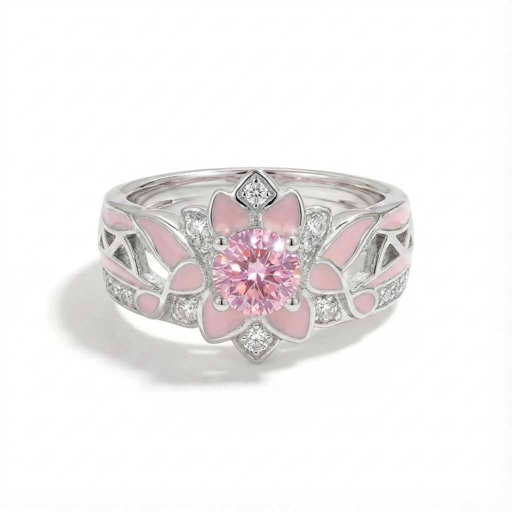 Rose Quartz Blooming Galaxy Ring