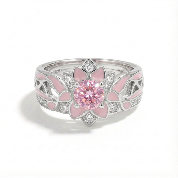 Rose Quartz Blooming Galaxy Ring