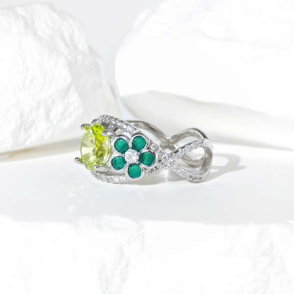 Peridot Starlit Blossom Ring