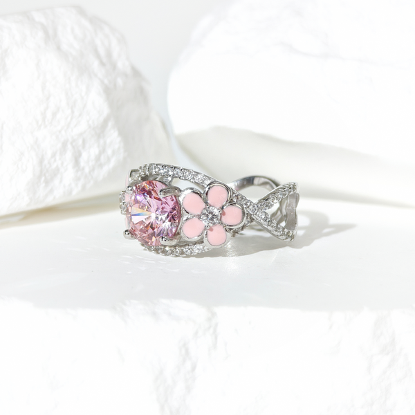 Rose Quartz Starlit Blossom Ring