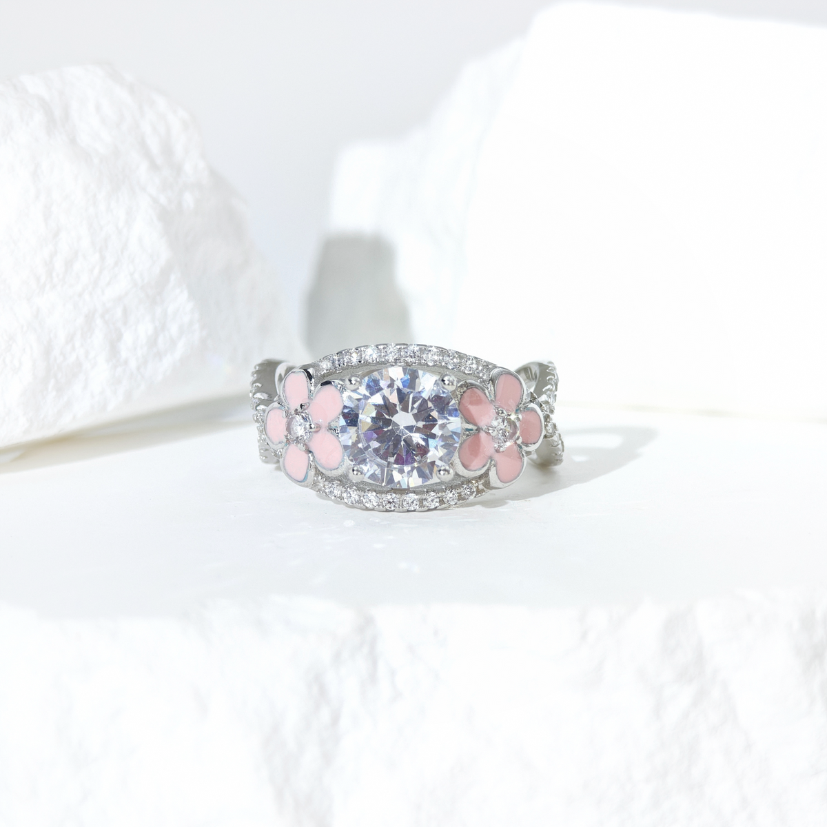 Moissanite Starlit Blossom Ring