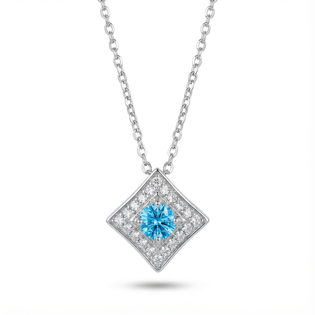 Aquamarine LumiSquare Necklace
