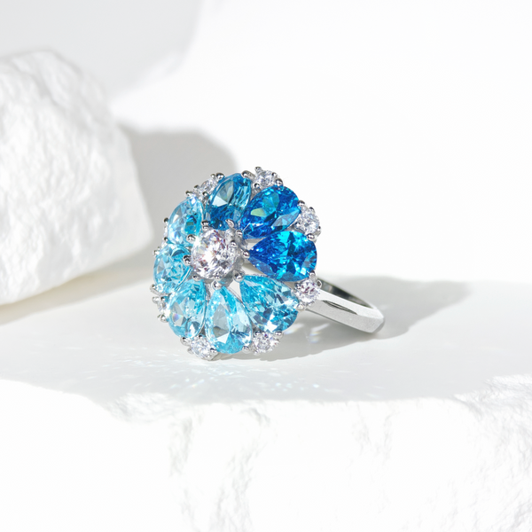 Aquamarine Moonlight Garden Ring