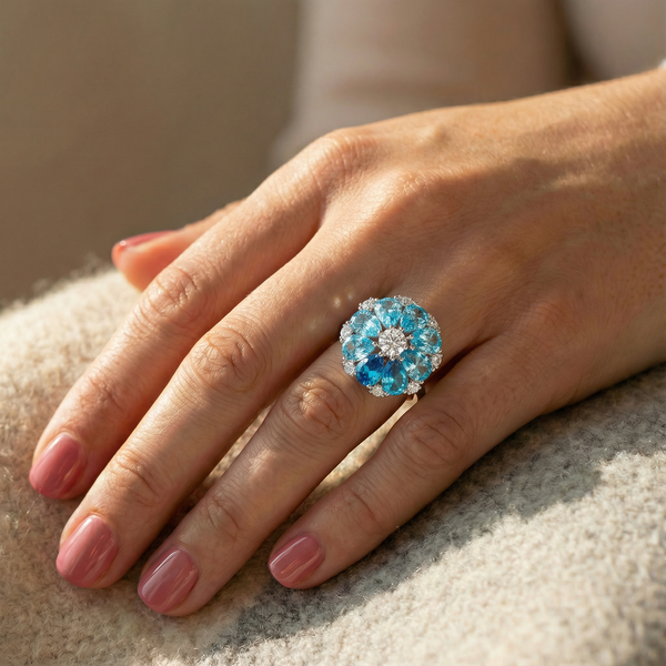 Aquamarine Moonlight Garden Ring