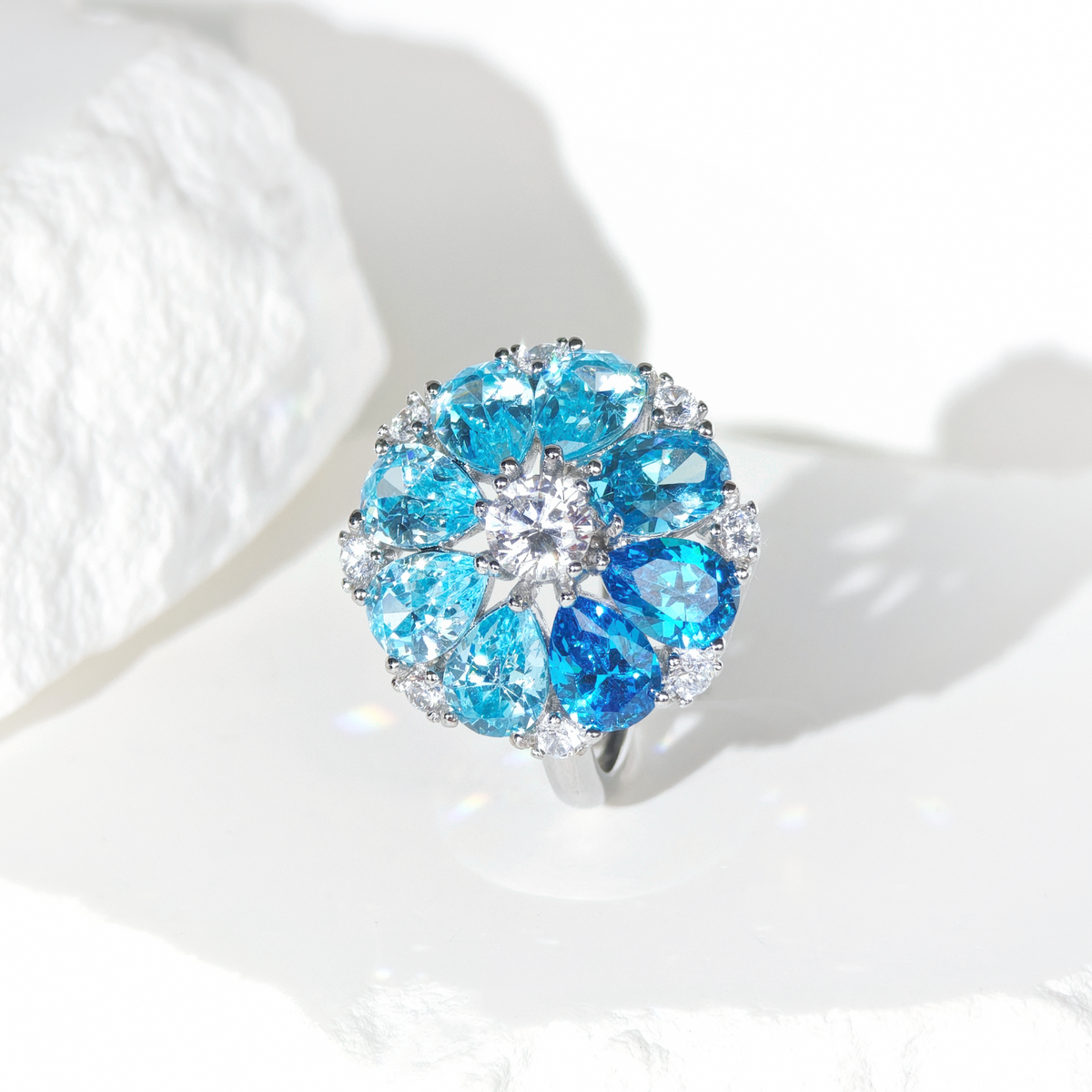 Aquamarine Moonlight Garden Ring