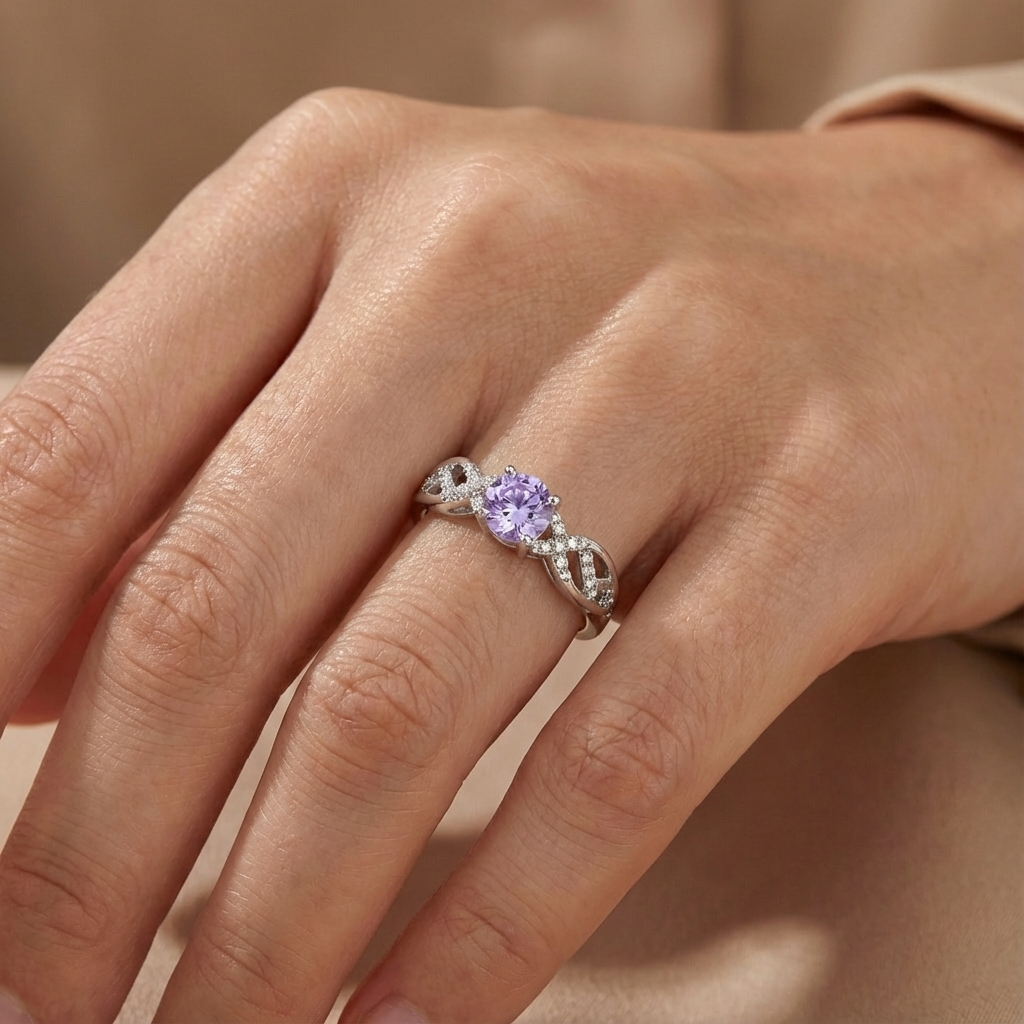 Amethyst Twisted Bloom Ring