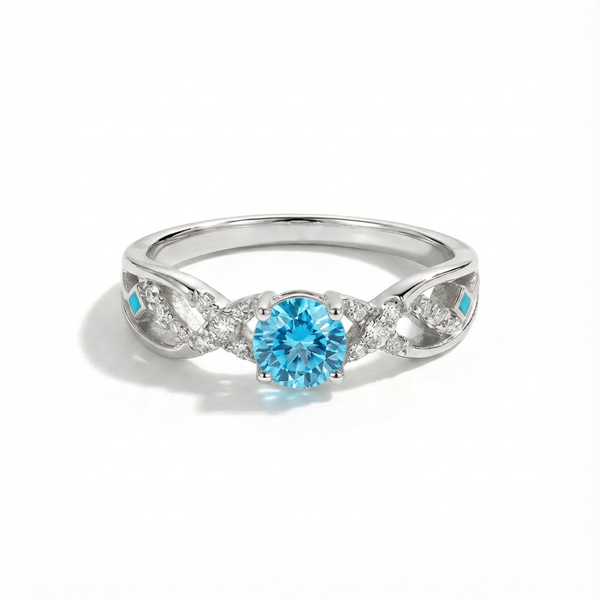 Aquamarine Twisted Bloom Ring