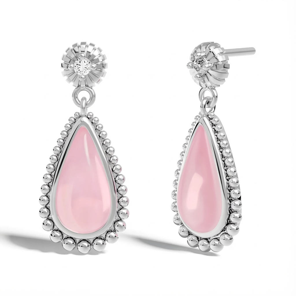 Rose Quartz Dewdrop Earrings