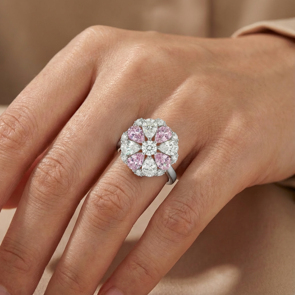 Rose Quartz Moonlight Garden Ring