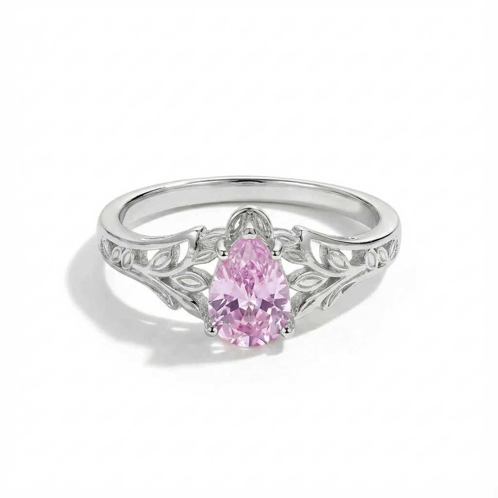 Rose Quartz Luna Tear Ring