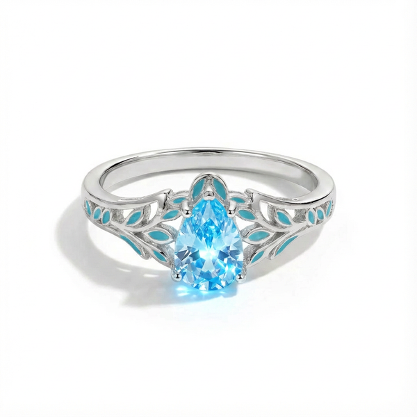 Aquamarine Luna Tear Ring