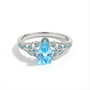 Aquamarine Luna Tear Ring