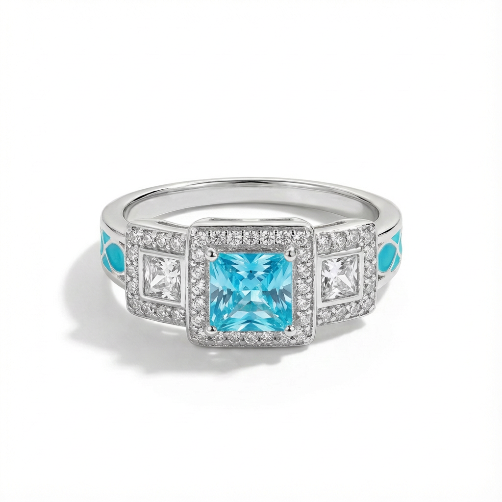 Aquamarine Aurora Radiance Ring