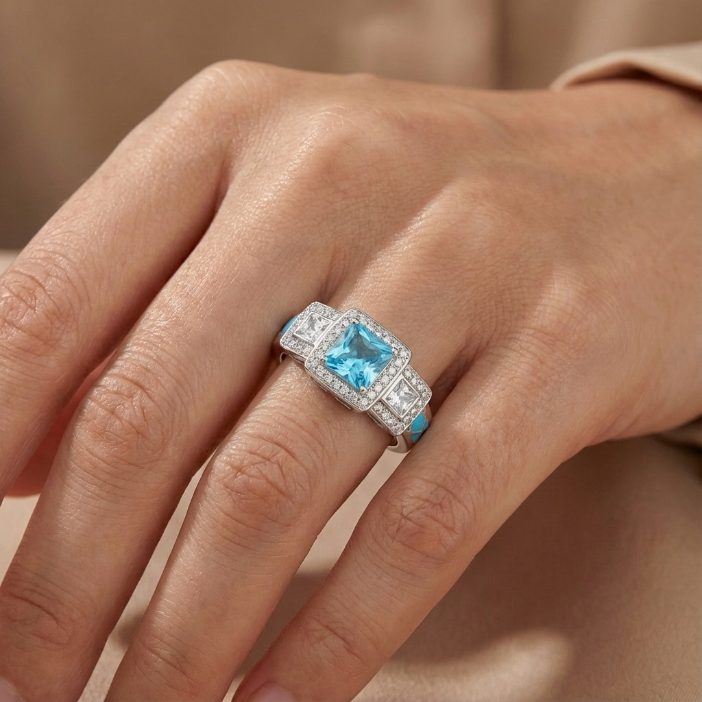 Aquamarine Aurora Radiance Ring