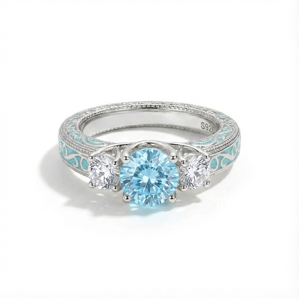 Aquamarine Trinity Grace Ring