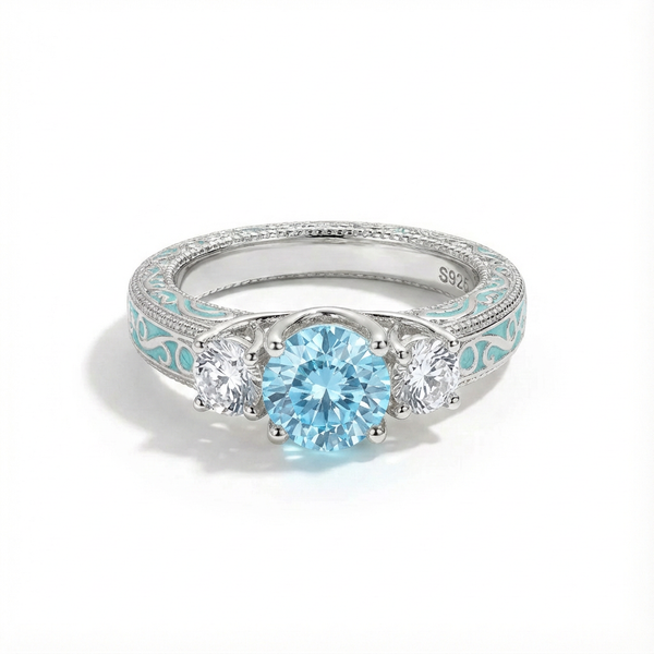 Aquamarine Trinity Grace Ring